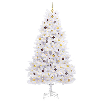 vidaXL Artificial Hinged Christmas Tree LEDs White 128 x 128 x 270 cm