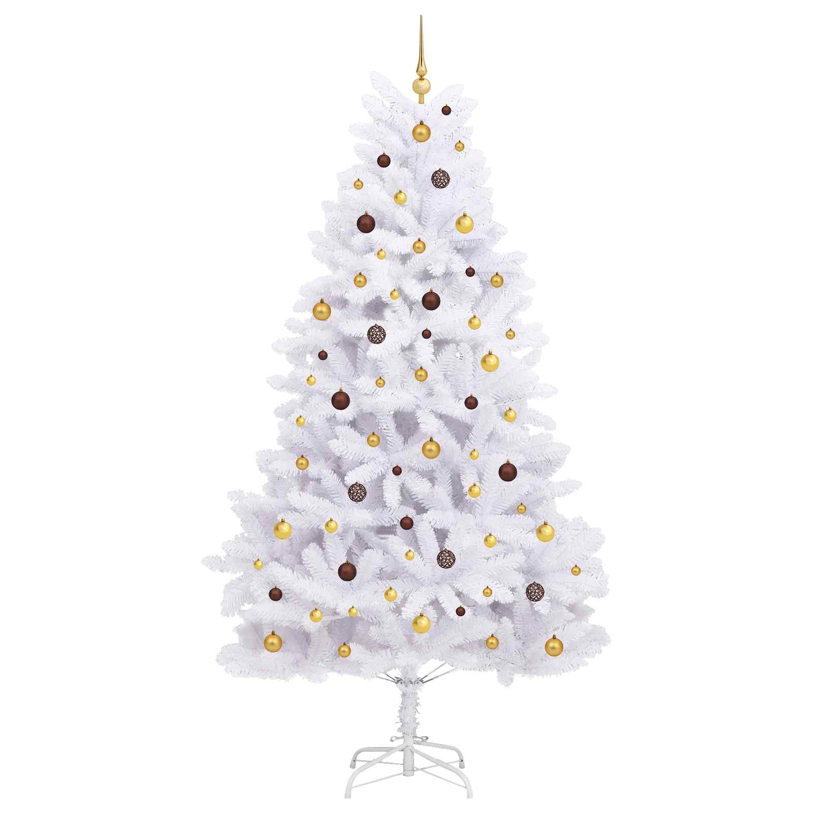 vidaXL Artificial Hinged Christmas Tree LEDs White 128 x 128 x 270 cm