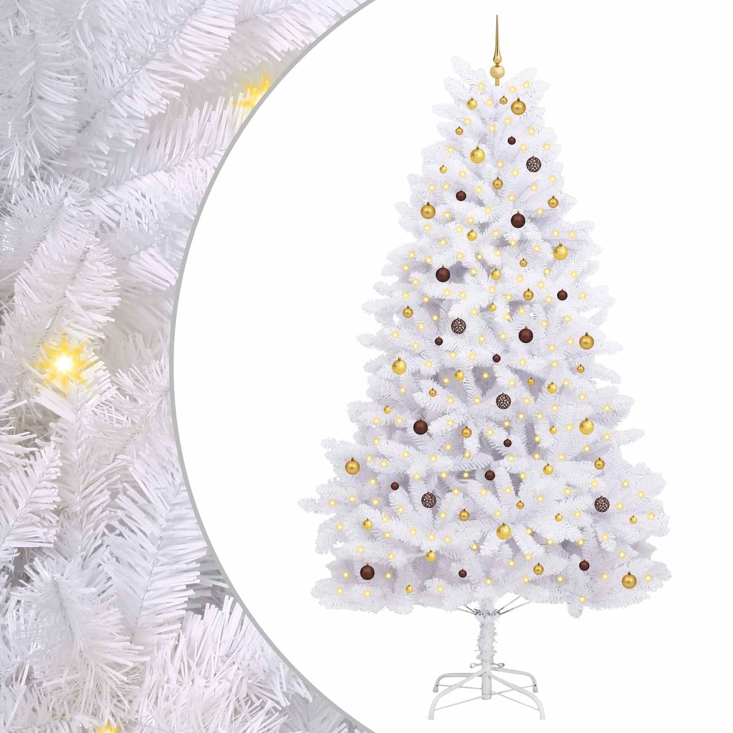 vidaXL Artificial Hinged Christmas Tree LEDs White 138 x 138 x 300 cm