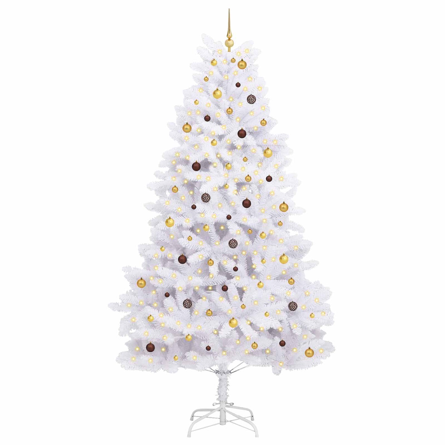 vidaXL Artificial Hinged Christmas Tree LEDs White 138 x 138 x 300 cm
