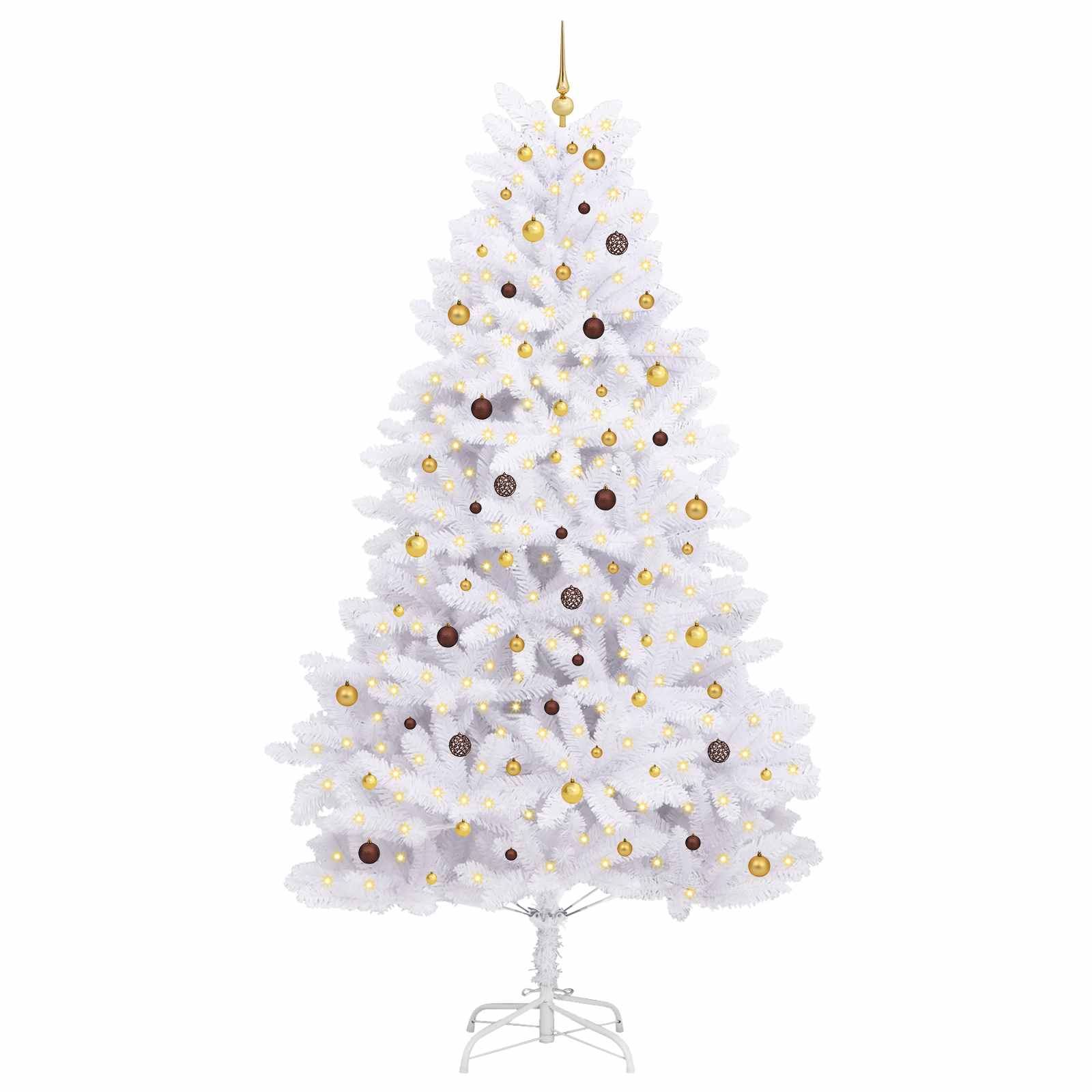 vidaXL Artificial Hinged Christmas Tree LEDs White 138 x 138 x 300 cm
