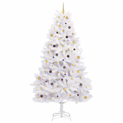 vidaXL Artificial Hinged Christmas Tree LEDs White 138 x 138 x 300 cm