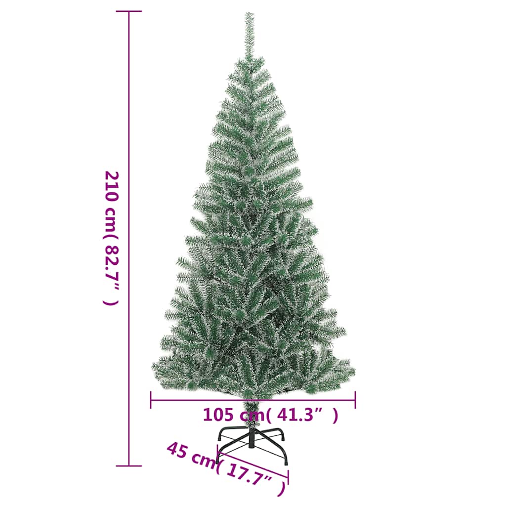 vidaXL Artificial Christmas Tree 300 LEDs&Ball Set&Flocked Snow 210 cm - 35429