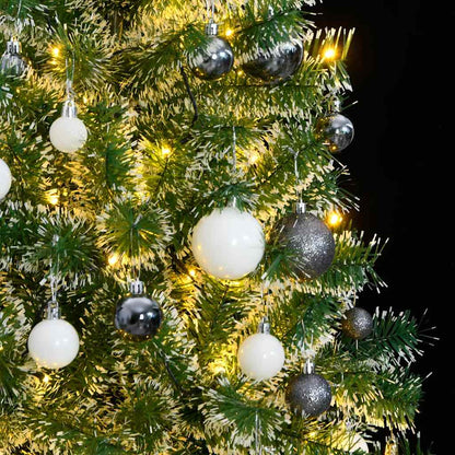 vidaXL Artificial Christmas Tree 300 LEDs&Ball Set&Flocked Snow 210 cm - 35429