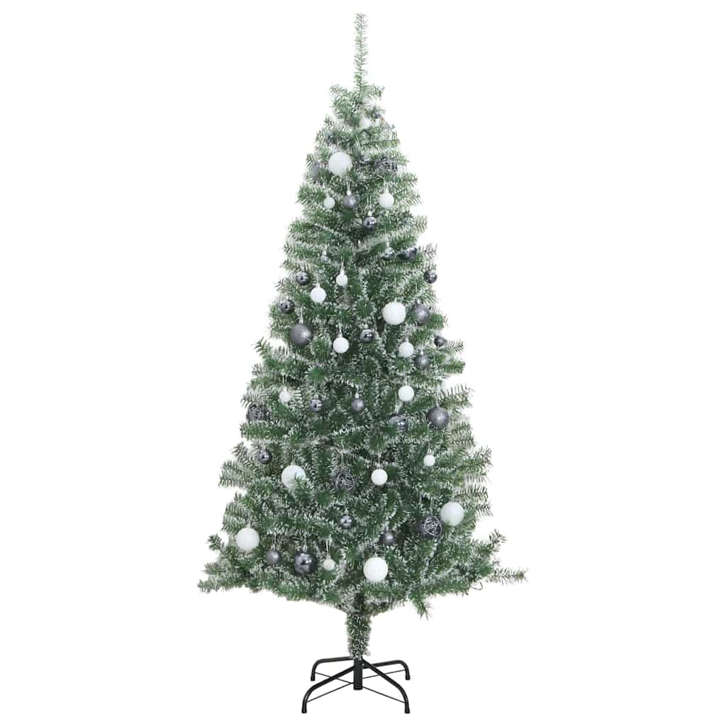 vidaXL Artificial Christmas Tree 300 LEDs&Ball Set&Flocked Snow 210 cm - 35429