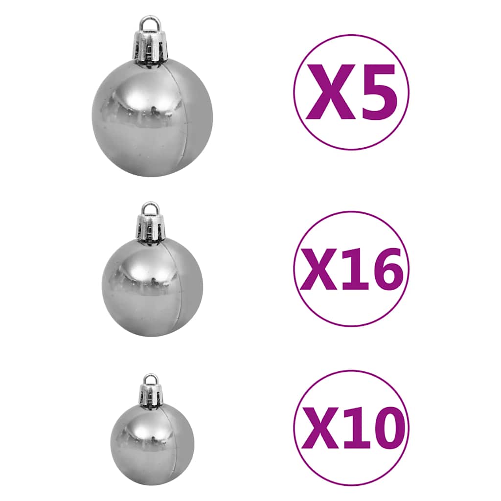 vidaXL Artificial Christmas Tree 300 LEDs&Ball Set&Flocked Snow 210 cm - 35429
