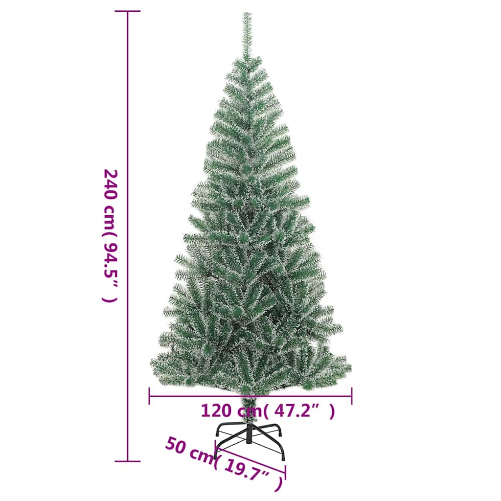 vidaXL Artificial Christmas Tree 300 LEDs&Ball Set&Flocked Snow 240 cm - 35430