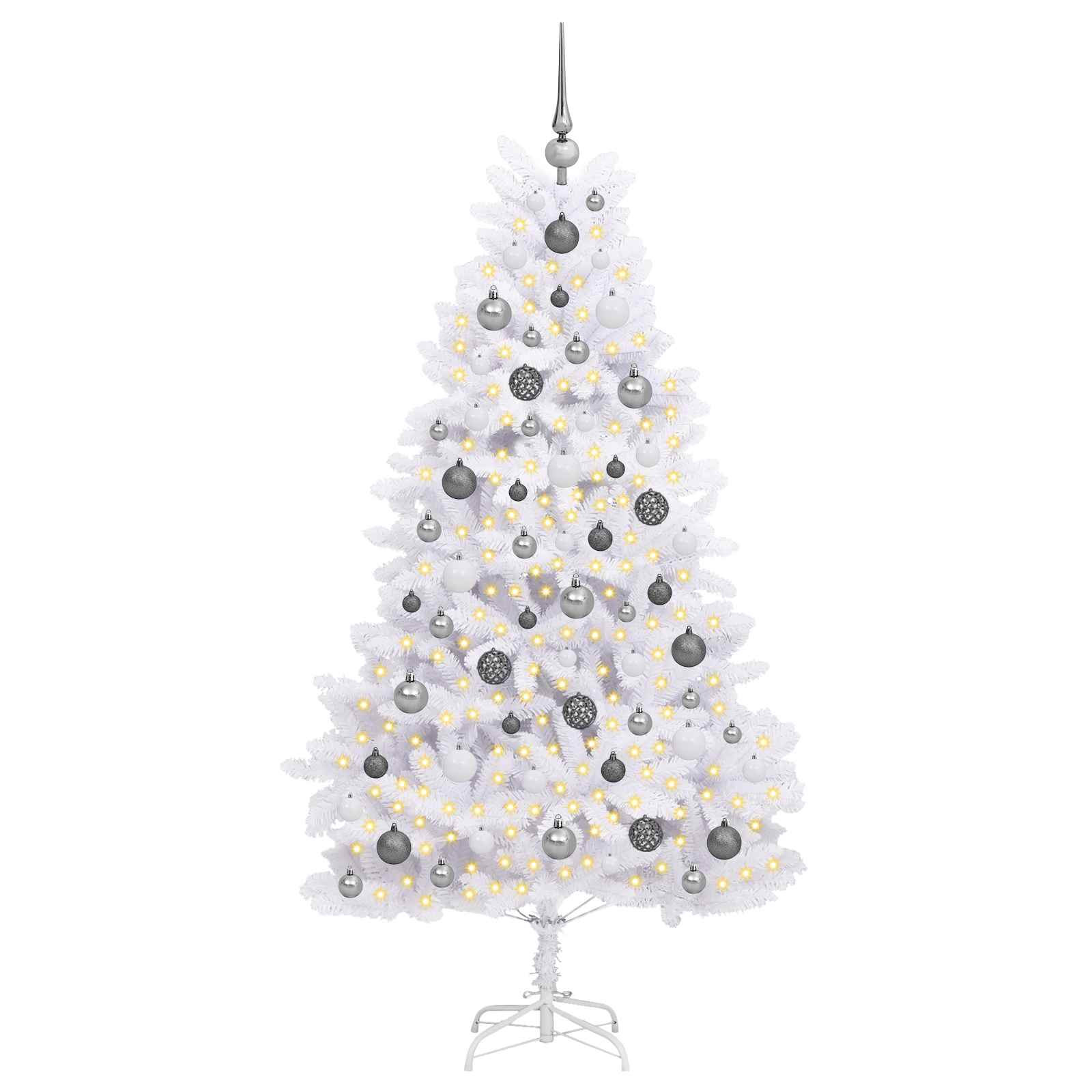 vidaXL Artificial Hinged Christmas Tree LEDs White 90 x 90 x 180 cm - 47570