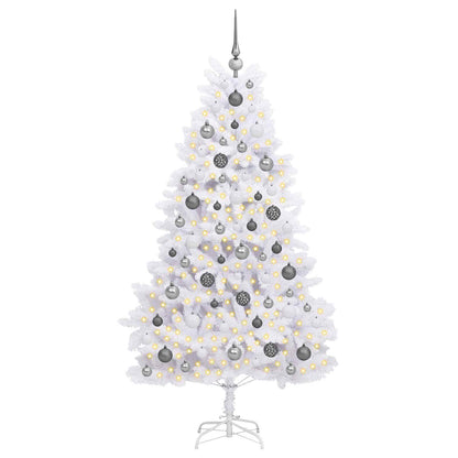 vidaXL Artificial Hinged Christmas Tree LEDs White 90 x 90 x 180 cm - 47570