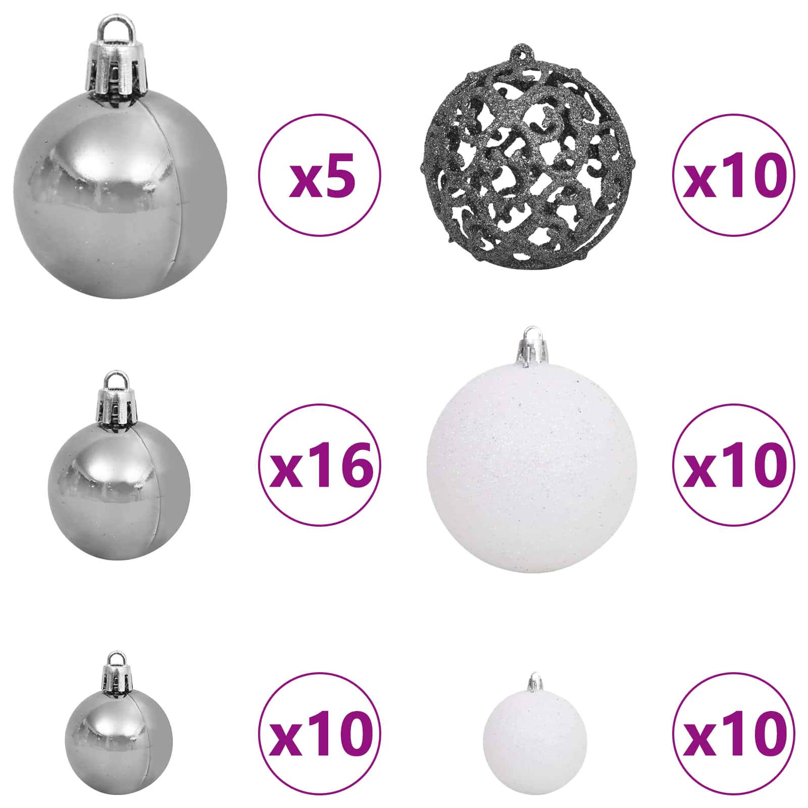 vidaXL Artificial Hinged Christmas Tree LEDs White 90 x 90 x 180 cm - 47570