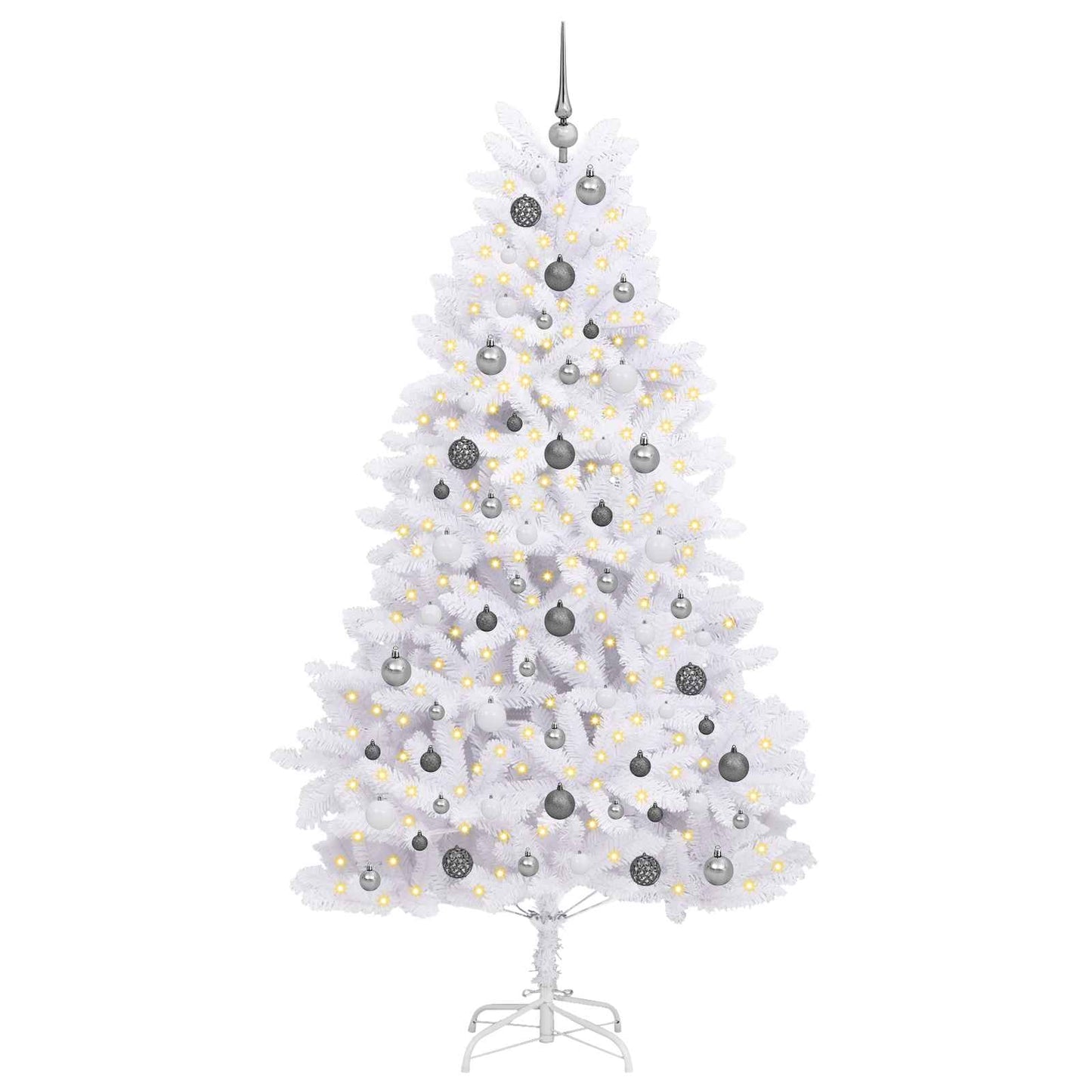 vidaXL Artificial Hinged Christmas Tree LEDs White 106 x 106 x 210 cm - 47573