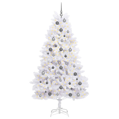 vidaXL Artificial Hinged Christmas Tree LEDs White 106 x 106 x 210 cm - 47573