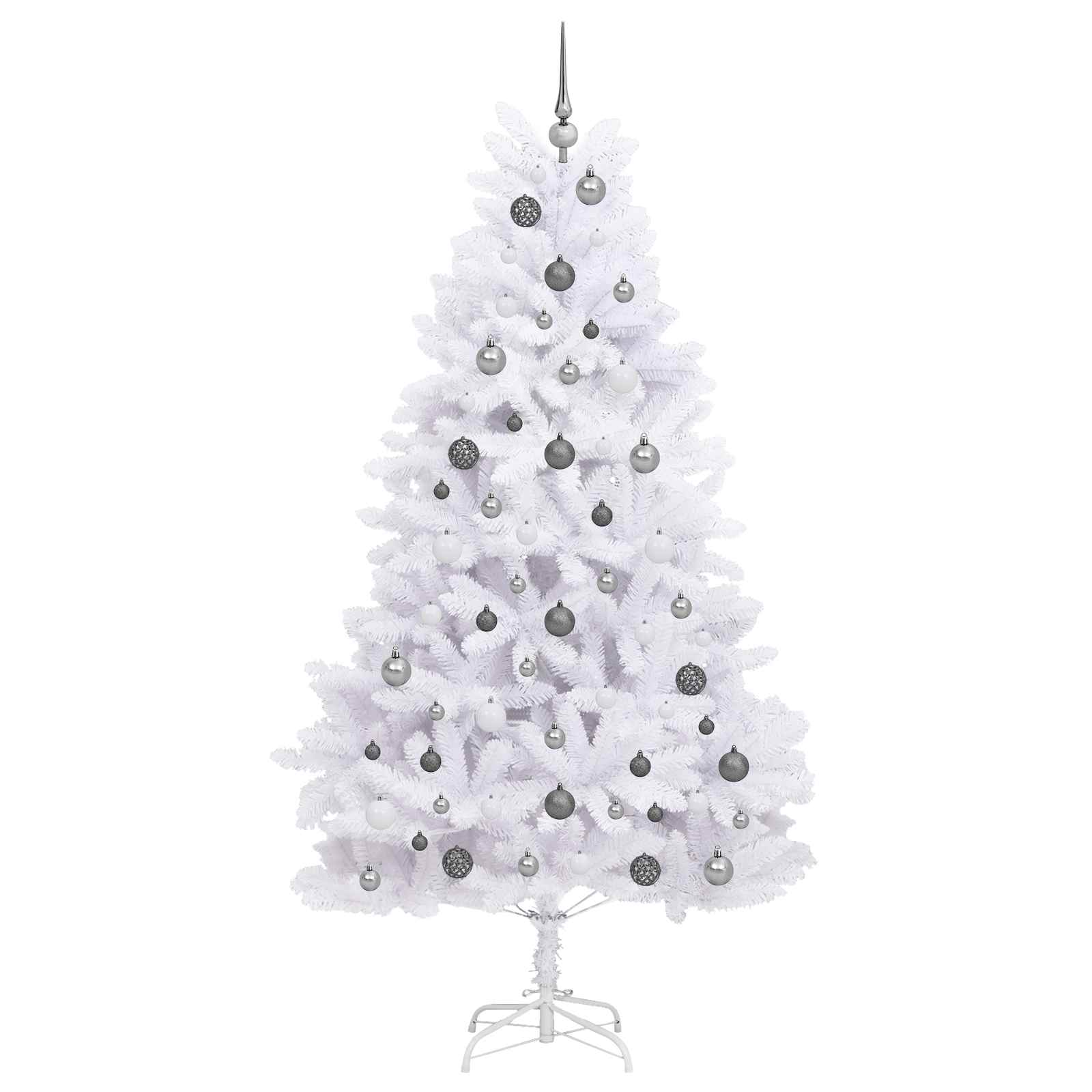 vidaXL Artificial Hinged Christmas Tree LEDs White 106 x 106 x 210 cm - 47573
