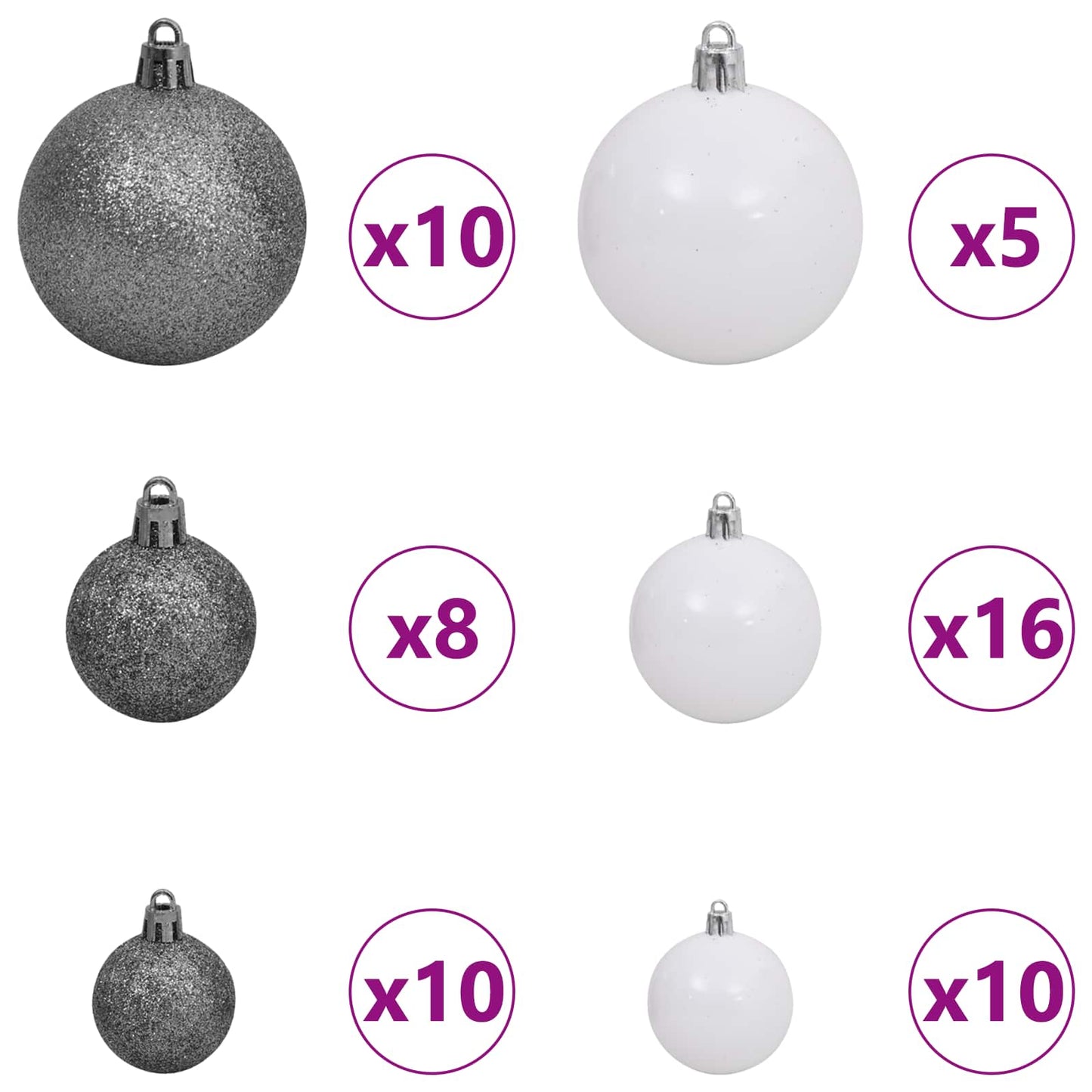 vidaXL Artificial Hinged Christmas Tree LEDs White 106 x 106 x 210 cm - 47573