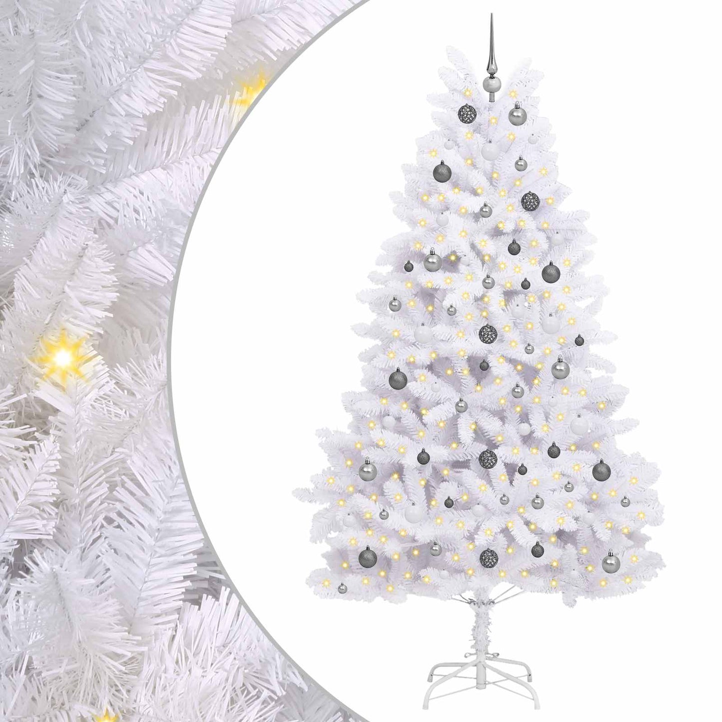 vidaXL Artificial Hinged Christmas Tree LEDs White 120 x 120 x 240 cm - 47575