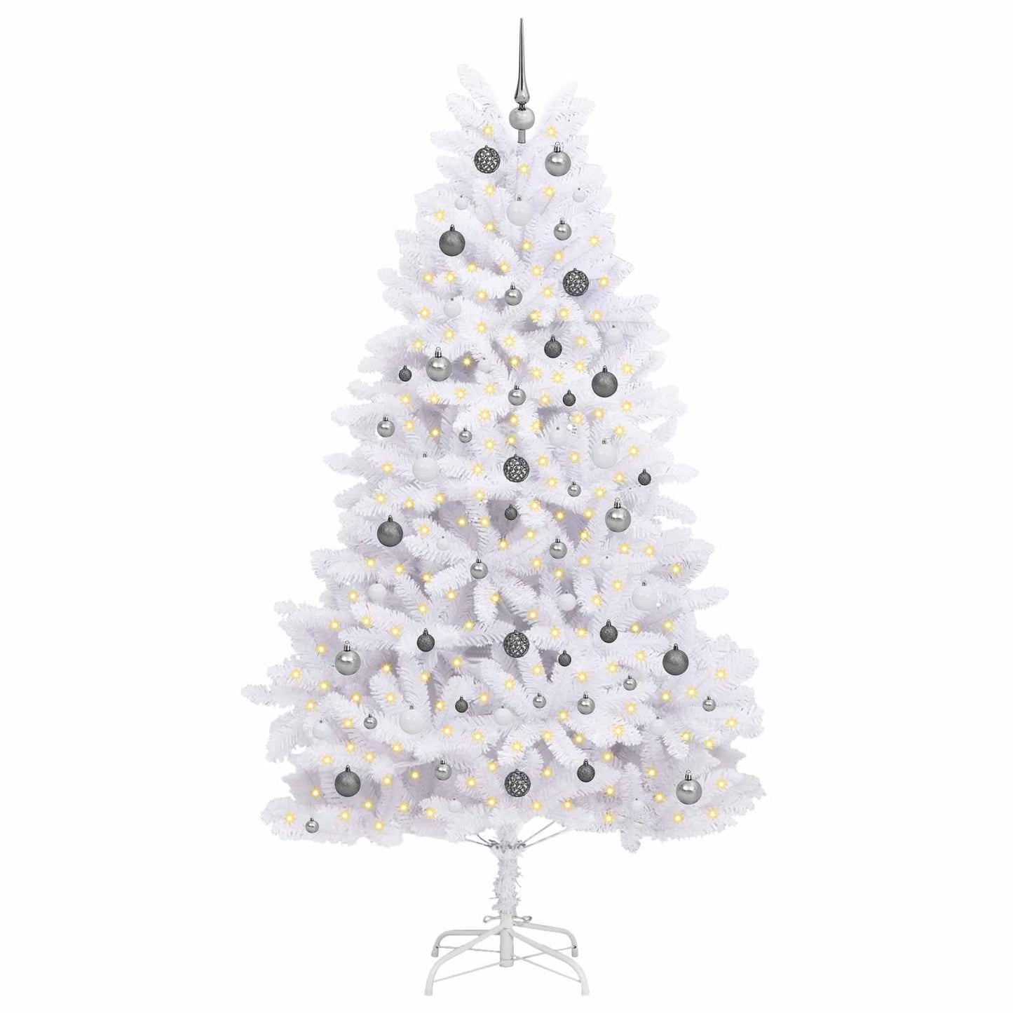vidaXL Artificial Hinged Christmas Tree LEDs White 120 x 120 x 240 cm - 47575