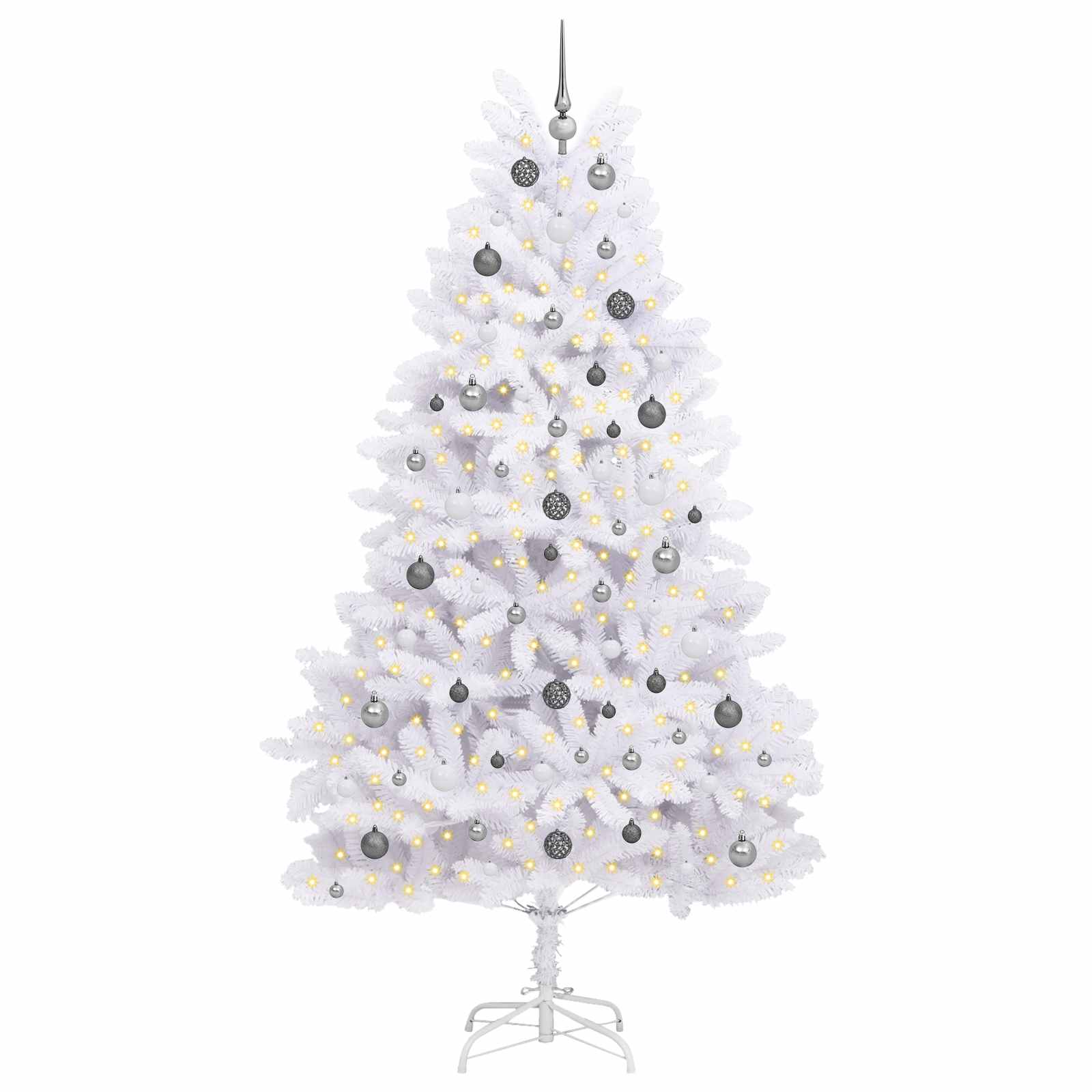vidaXL Artificial Hinged Christmas Tree LEDs White 120 x 120 x 240 cm - 47575
