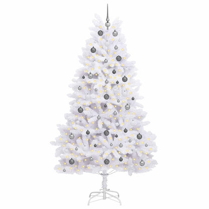 vidaXL Artificial Hinged Christmas Tree LEDs White 120 x 120 x 240 cm - 47575