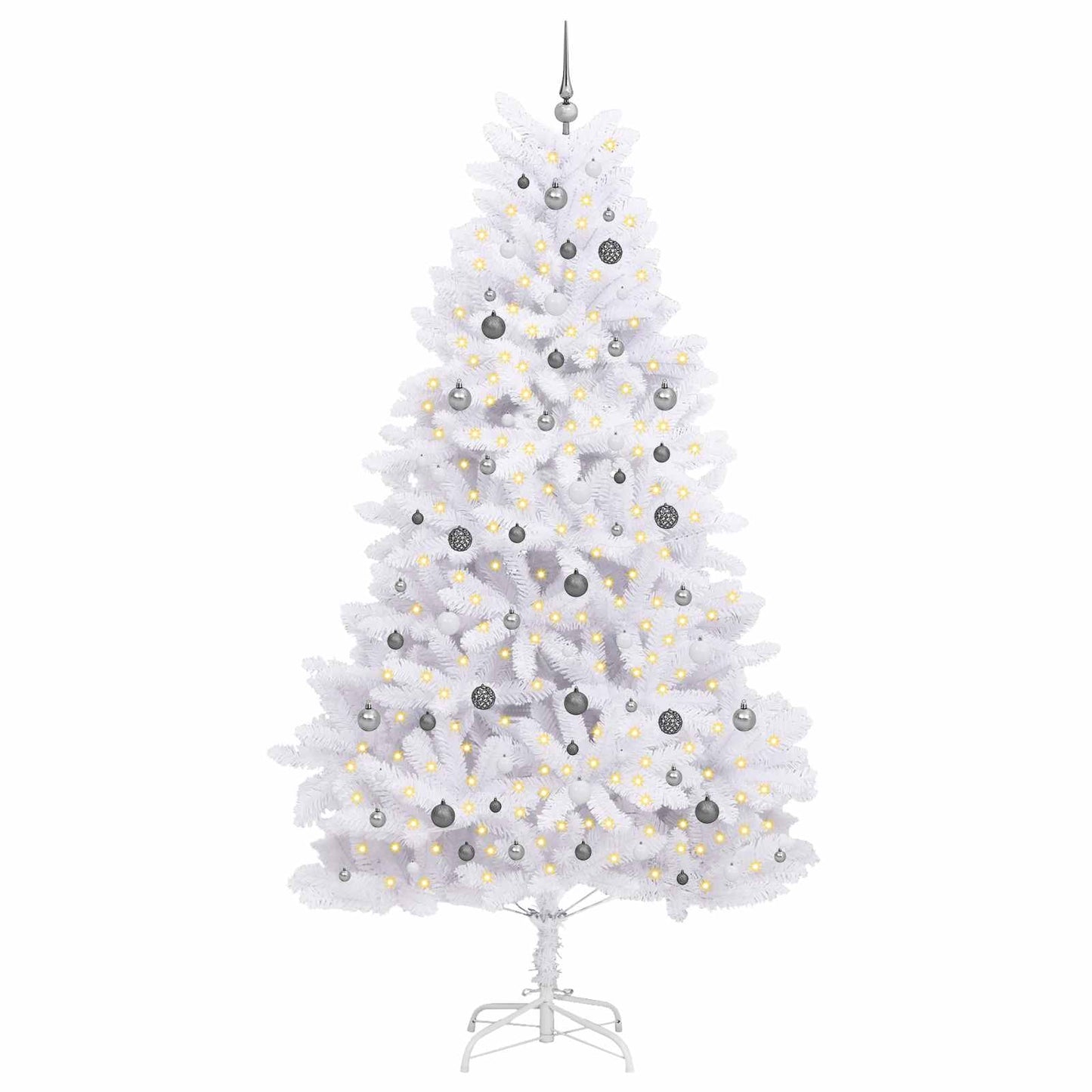 vidaXL Artificial Hinged Christmas Tree LEDs White 128 x 128 x 270 cm - 47588