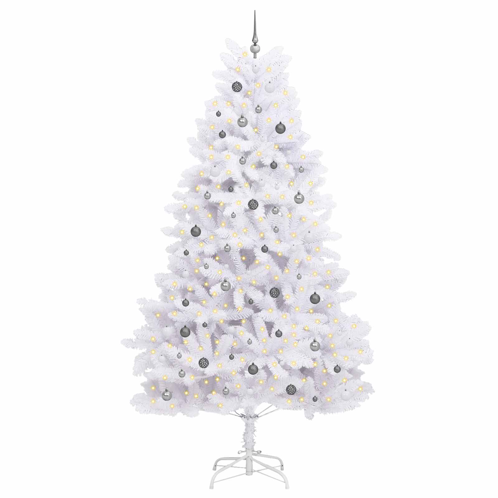 vidaXL Artificial Hinged Christmas Tree LEDs White 138 x 138 x 300 cm - 47589