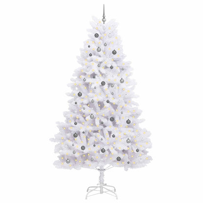 vidaXL Artificial Hinged Christmas Tree LEDs White 138 x 138 x 300 cm - 47589
