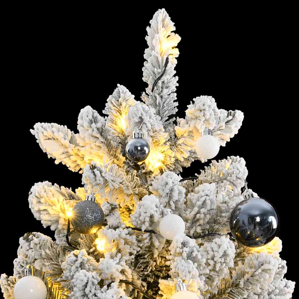 vidaXL Artificial Hinged Christmas Tree 300 LEDs & Ball Set 300 cm - Green and white - Ø 138 x 300 cm