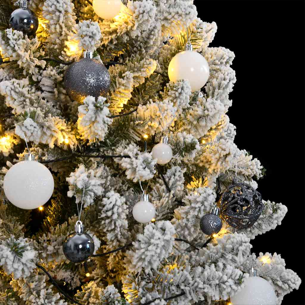 vidaXL Artificial Hinged Christmas Tree 300 LEDs & Ball Set 300 cm - Green and white - Ø 138 x 300 cm
