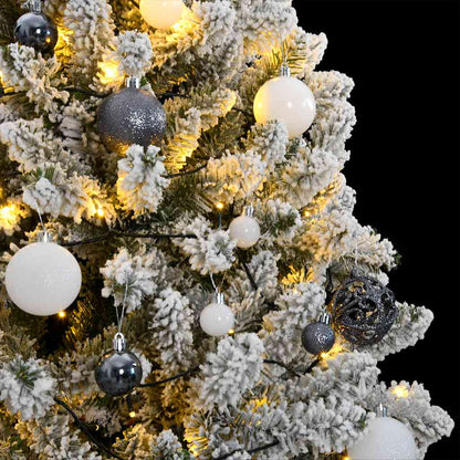 vidaXL Artificial Hinged Christmas Tree 300 LEDs & Ball Set 300 cm - Green and white - Ø 138 x 300 cm