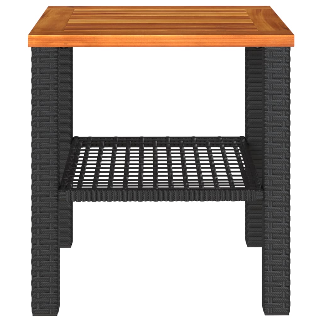 vidaXL Garden Table Black 40x40x42 cm Poly Rattan Acacia Wood