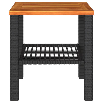 vidaXL Garden Table Black 40x40x42 cm Poly Rattan Acacia Wood