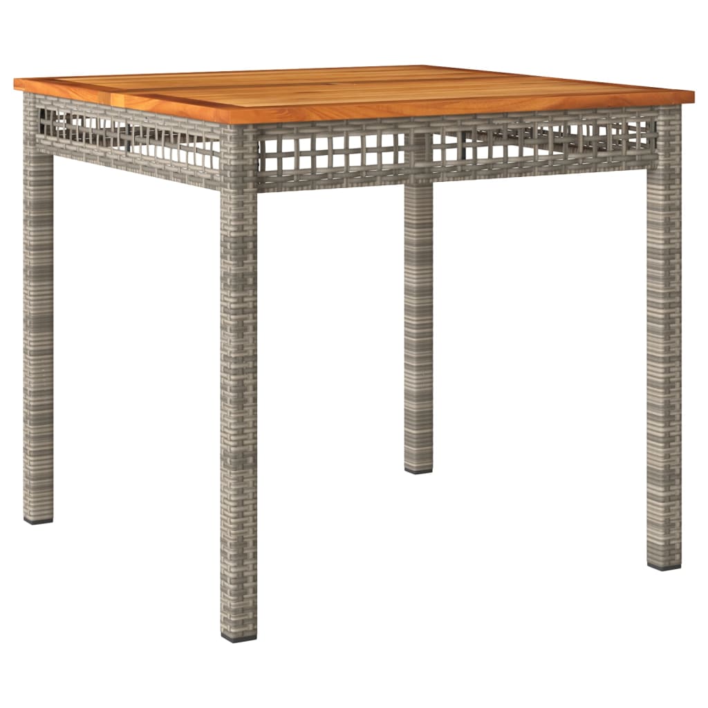 vidaXL Garden Table Grey 80x80x74 cm Poly Rattan Acacia Wood - 80 x 80 x 75 cm
