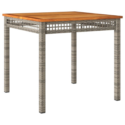 vidaXL Garden Table Grey 80x80x74 cm Poly Rattan Acacia Wood - 80 x 80 x 75 cm