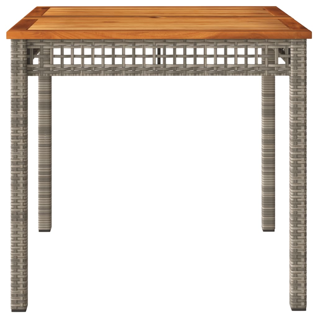 vidaXL Garden Table Grey 80x80x74 cm Poly Rattan Acacia Wood - 80 x 80 x 75 cm