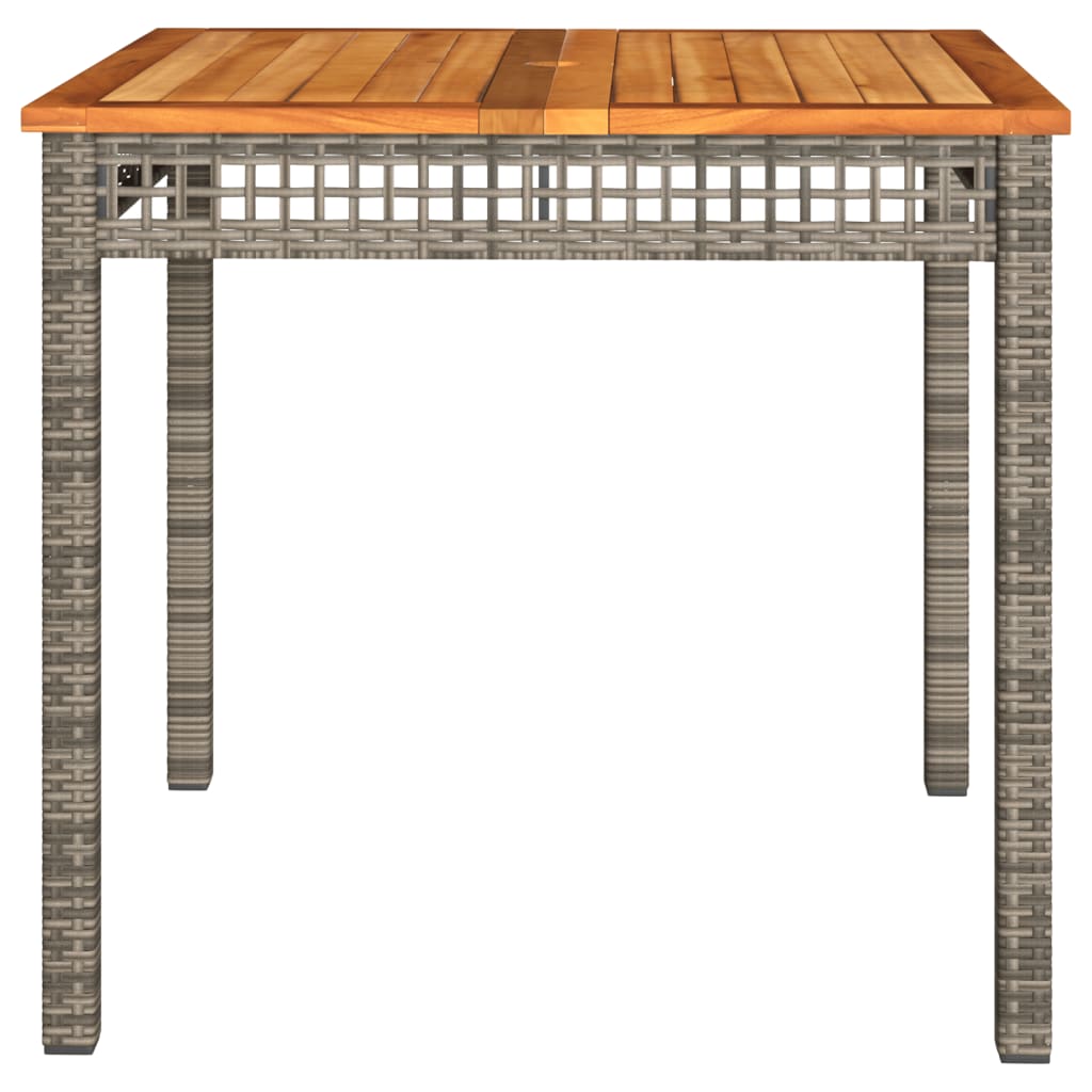 vidaXL Garden Table Grey 80x80x74 cm Poly Rattan Acacia Wood - 80 x 80 x 75 cm