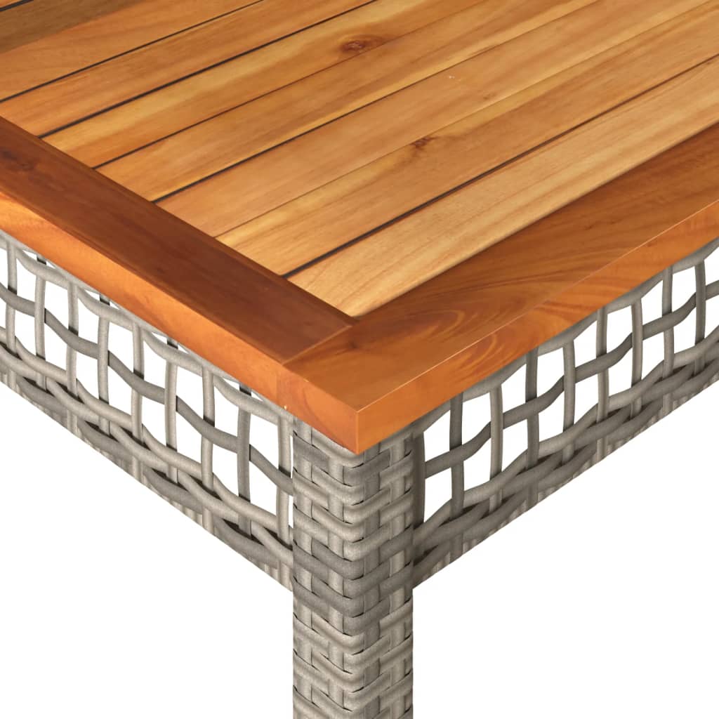 vidaXL Garden Table Grey 80x80x74 cm Poly Rattan Acacia Wood - 80 x 80 x 75 cm