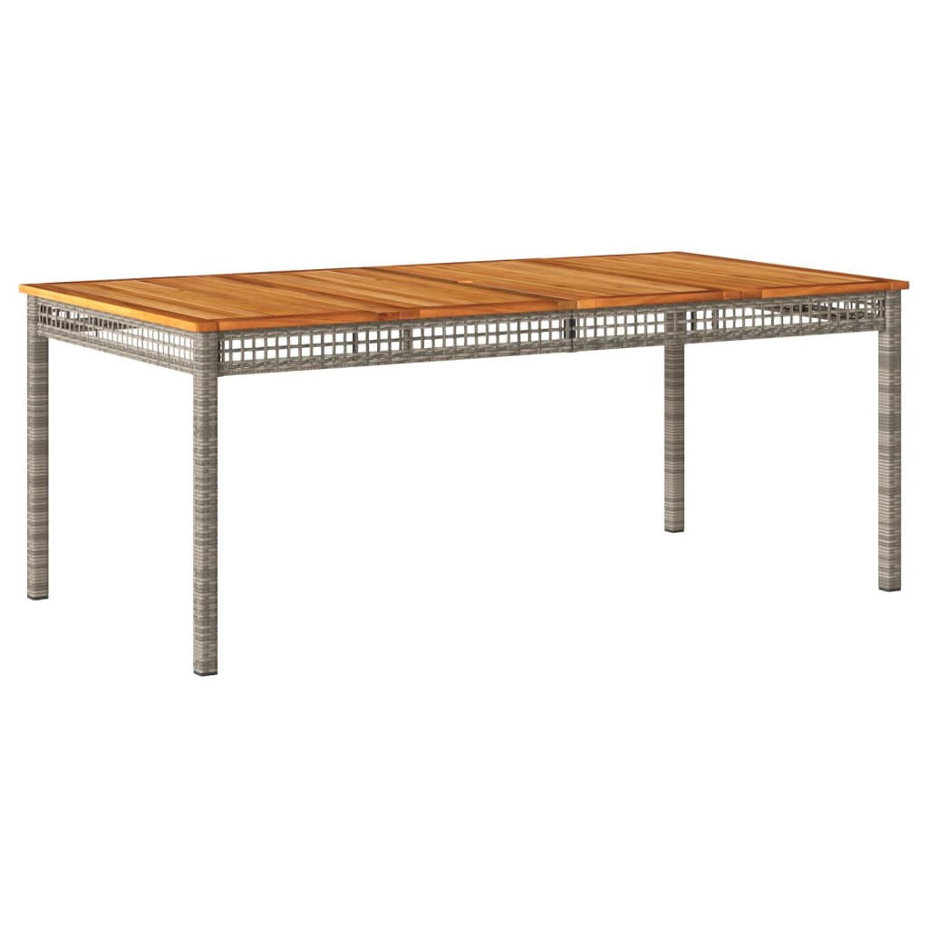 vidaXL Garden Table Grey 180x90x75 cm Poly Rattan Acacia Wood
