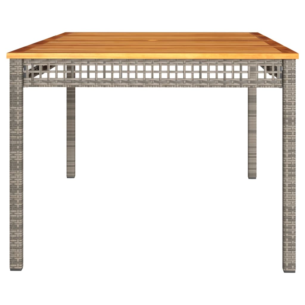 vidaXL Garden Table Grey 180x90x75 cm Poly Rattan Acacia Wood