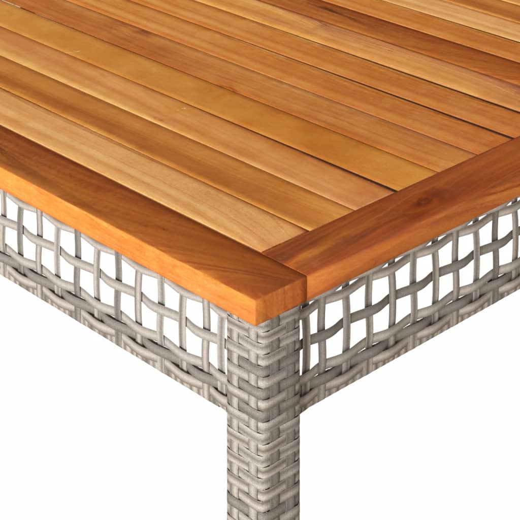 vidaXL Garden Table Grey 180x90x75 cm Poly Rattan Acacia Wood