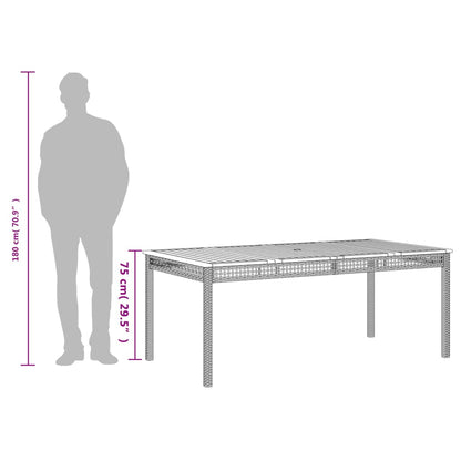 vidaXL Garden Table Grey 180x90x75 cm Poly Rattan Acacia Wood