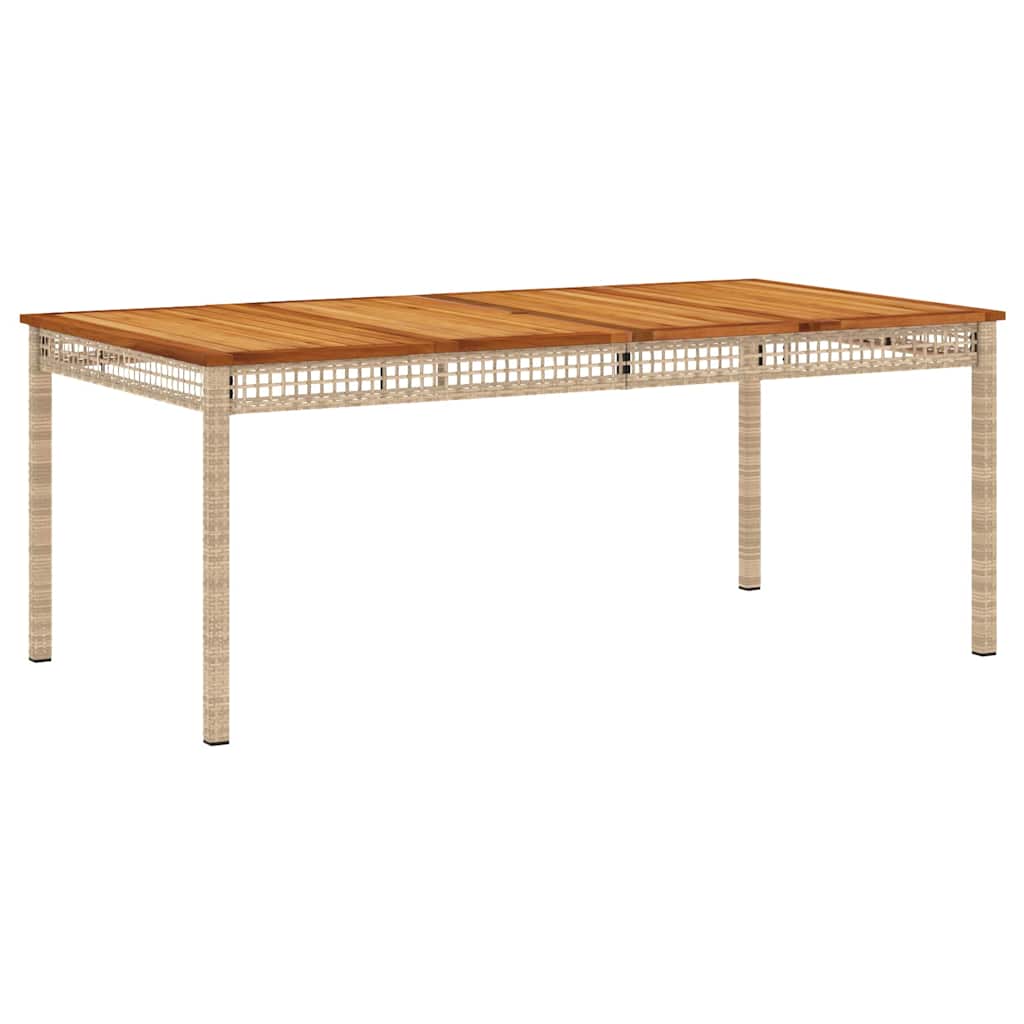 vidaXL Garden Table Beige 180x90x75 cm Poly Rattan Acacia Wood