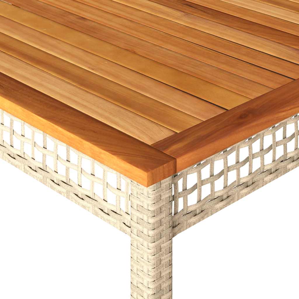 vidaXL Garden Table Beige 180x90x75 cm Poly Rattan Acacia Wood