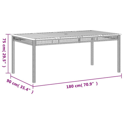 vidaXL Garden Table Beige 180x90x75 cm Poly Rattan Acacia Wood