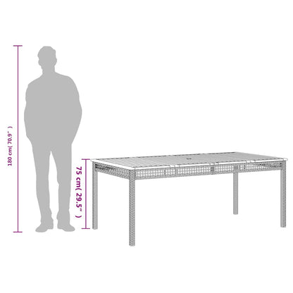 vidaXL Garden Table Beige 180x90x75 cm Poly Rattan Acacia Wood