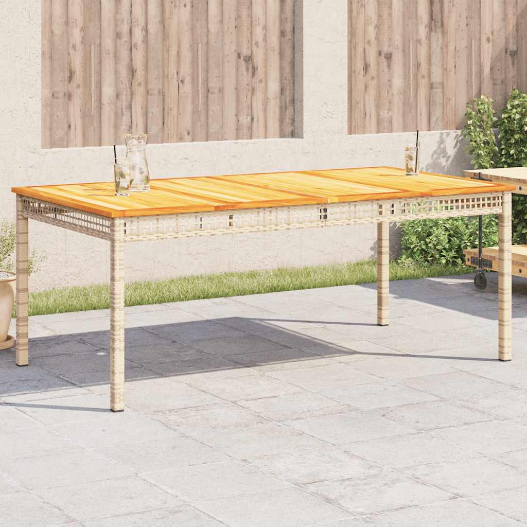 vidaXL Garden Table Beige 180x90x75 cm Poly Rattan Acacia Wood