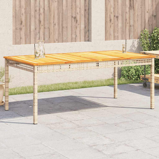 vidaXL Garden Table Beige 180x90x75 cm Poly Rattan Acacia Wood