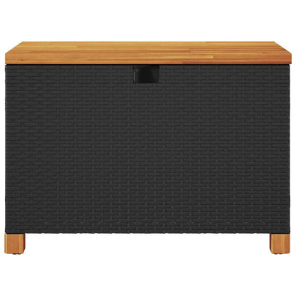 vidaXL Garden Storage Box Black 80x40x48 cm Poly Rattan Acacia Wood