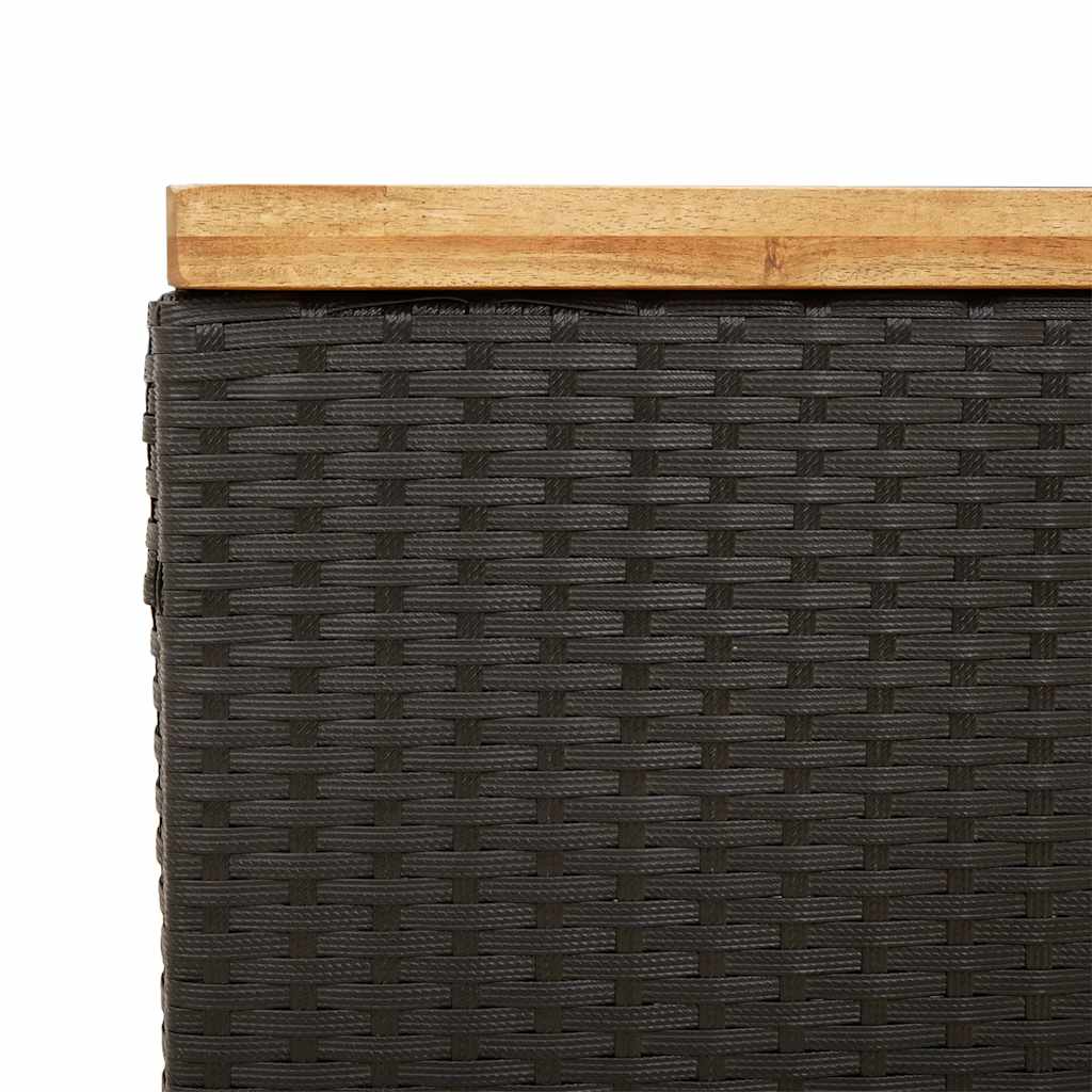 vidaXL Garden Storage Box Black 110x55x63 cm Poly Rattan Acacia Wood