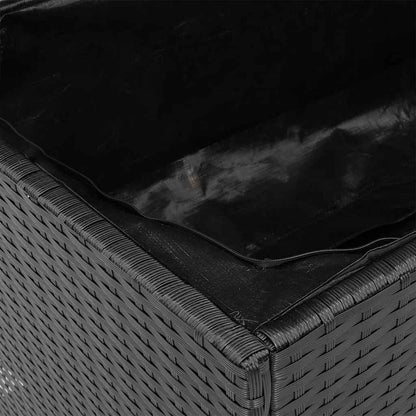 vidaXL Garden Storage Box Black 110x55x63 cm Poly Rattan Acacia Wood