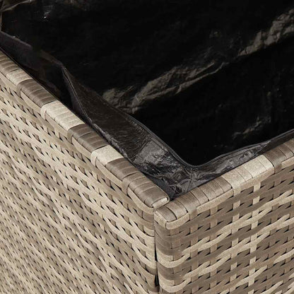 vidaXL Garden Storage Box Grey 110x55x63 cm Poly Rattan Acacia Wood