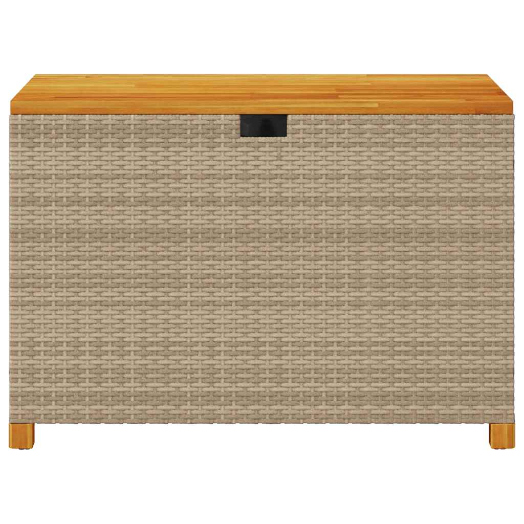 vidaXL Garden Storage Box Beige 110x55x63 cm Poly Rattan Acacia Wood